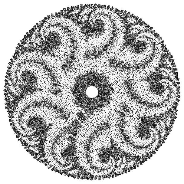 Vector Semitone Dotted Sea Mandala - Halftone Weefsel Sacraal Simbol - Spiritueel Meditatief Concept - Vector, afbeelding