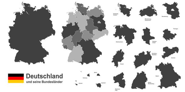 Alemania, país de Europa occidental, y los estados federales
 - Vector, imagen