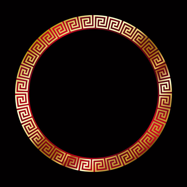輝くアンダーパターン-金の蛇行フレーム-古代ギリシャの装飾 - ベクター画像