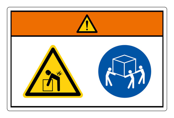 Ostrzeżenie Lift Hazard Użyj trzy osoby Lift Symbol znak, Ilustracja wektora, Izolacja na białym tle etykiety. EPS10  - Wektor, obraz