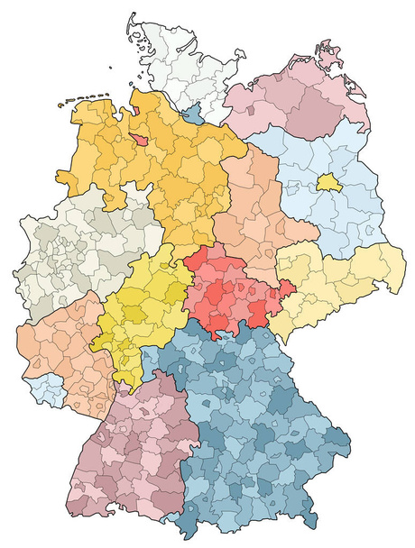 west european country germany and the federal states - Vector, Image