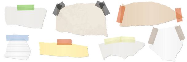 collection de différents morceaux de papier de couleur avec des bandes adhésives - Vecteur, image