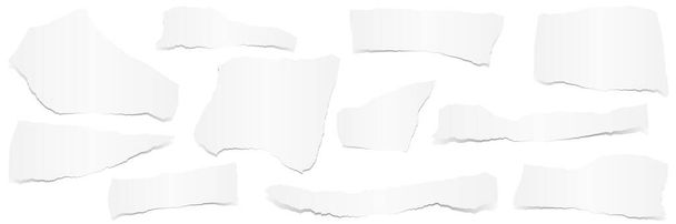 collection of white colored scraps of papers with shadow - Vector, Image