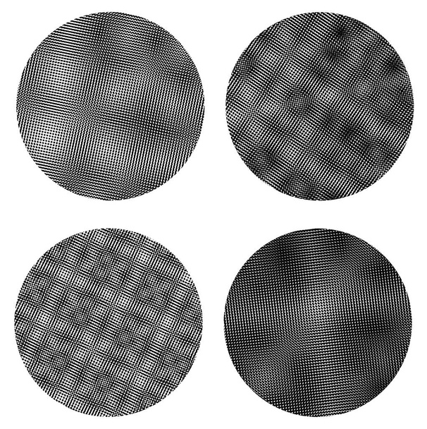 Set of Black and White Moire minták textúrák - generatív Tabby háttér - Vektor, kép