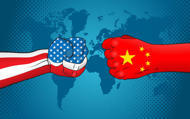 USA-China relations. USA versus China - Vector, Image