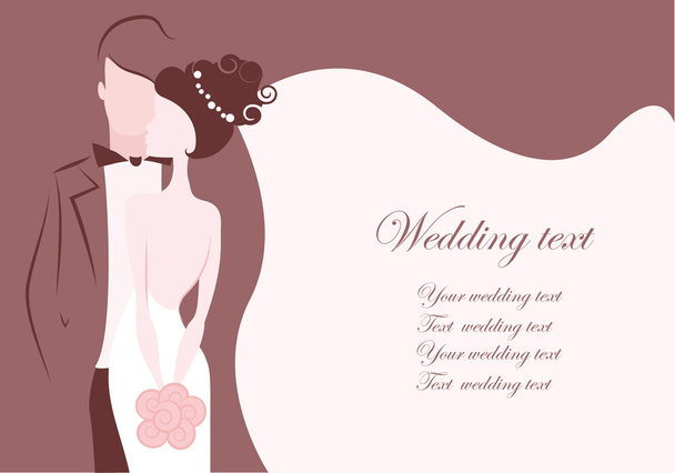Silhouette of bride and groom - Vector, afbeelding