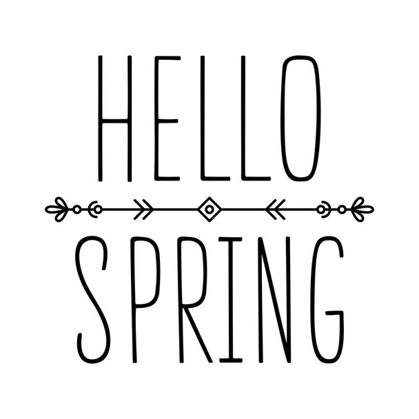 hand drawn lettering hello spring - Vector, Image