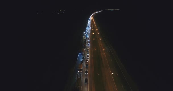 Cars move slowly in traffic the night - Footage, Video