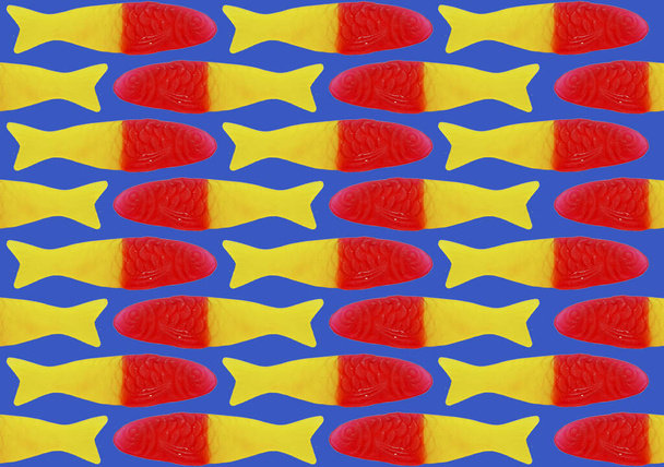 Minimalistische abstracte kaart achtergrond met gelei vis  - Foto, afbeelding
