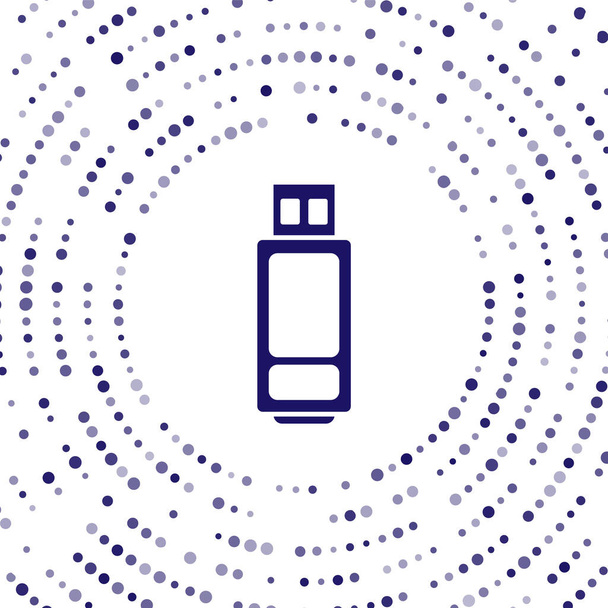 Ícone azul da unidade flash USB isolado no fundo branco. Pontos aleatórios de círculo abstrato. Ilustração vetorial - Vetor, Imagem