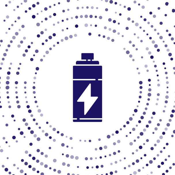 Μπλε Battery εικονίδιο απομονώνονται σε λευκό φόντο. Σύμβολο κεραυνός. Αφηρημένες τυχαίες τελείες. Εικονογράφηση διανύσματος - Διάνυσμα, εικόνα