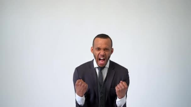 african-american business man or office worker - angry and stressed - Filmati, video