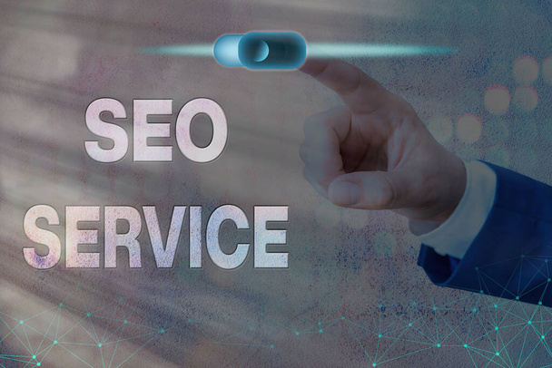 Szövegírás Seo Service. A weboldal láthatóságának növelését célzó technikák és eljárások üzleti koncepciója. - Fotó, kép