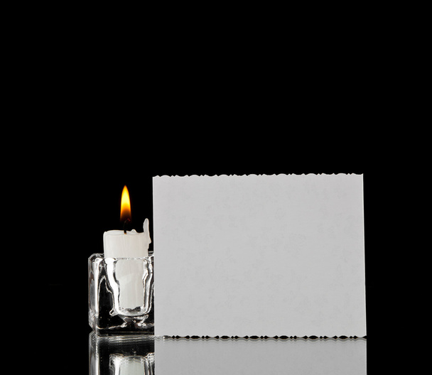 candle and business card - Fotoğraf, Görsel