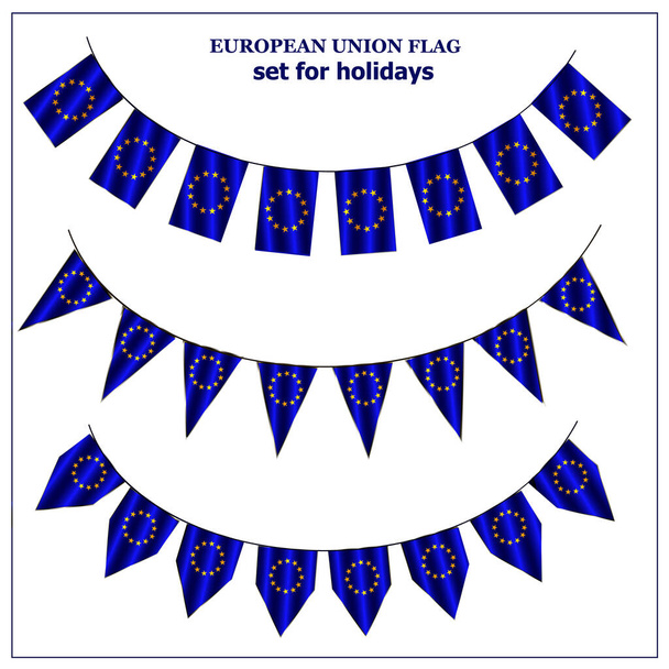 Helles Set mit Flagge der Europäischen Union. Glücklicher Tag für die Europäische Union. Helle Illustration. - Foto, Bild