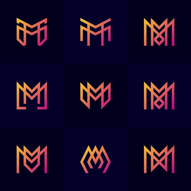 Abstract Letter M gradient logo set - Vector, Image