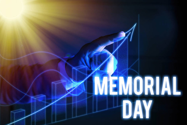 Tekst schrijven Memorial Day. Bedrijfsconcept voor het gedenken van de militairen die stierven in dienst. - Foto, afbeelding