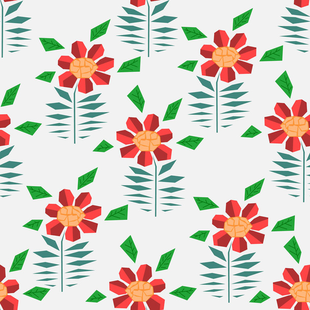 Bright pattern with abstract red gerbera flowers - Vector, Imagen