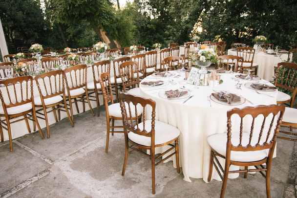 Wedding dining table. Rustic wedding. - Photo, Image