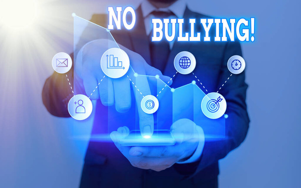 Signo de texto que muestra No Bullying. Foto conceptual detener el comportamiento agresivo entre los niños desequilibrio de poder
. - Foto, Imagen