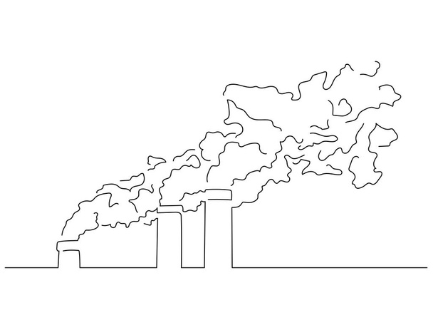 Fabriek geïsoleerde lijn tekening, vector illustratie ontwerp. Verzameling van klimaatverandering. - Vector, afbeelding