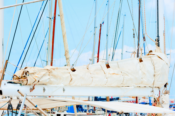 folded sail boats close-up - Photo, Image