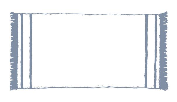 Lege ouderwetse landelijke doily knoop thrum rand op lichte tekstruimte. Freehand outline zwarte inkt pen hand getrokken picknick logo teken pictogram embleem ontwerp in doodle rustieke contour print stijl. Close-up bovenaanzicht - Vector, afbeelding