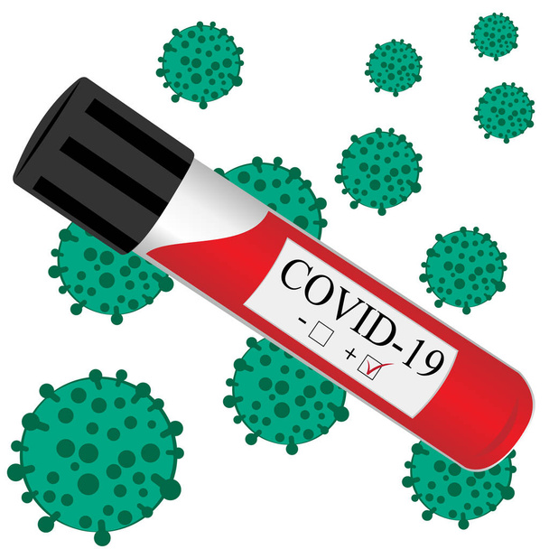 test tube with blood for laboratory, analysis on coronavirus virus infection vector illustration on a white background isolated - Vector, Image
