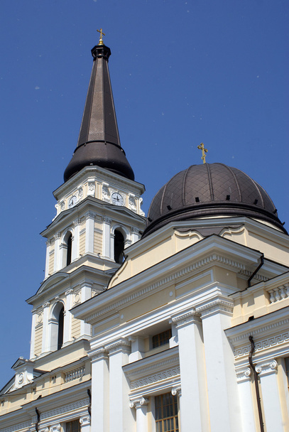 Poplar down and church in Odessa - Foto, imagen