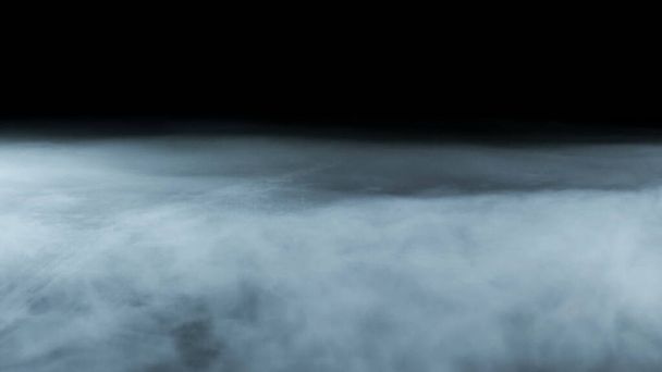 Foto van Realistische Wolken, mist, dampen, nevel, damp, rook, droge ijsrook op zwarte donkere achtergrond. Affiche, Behang, Textuur, Banner, Nog steeds ontwerp. - Foto, afbeelding