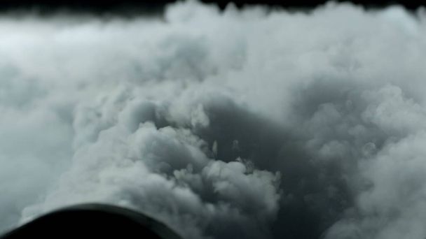 Real Thunder Lightning in Storm Clouds photo shooted on dark background. Dry Ice Smoke.Fog mist haze vapor photo Texture, wallpaper, poster banner. - 写真・画像