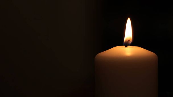 Mourning candle of sadness and longing. Festive fire macro background. - Photo, Image