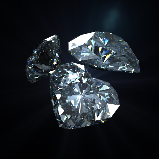 Forma de corazón de 3 diamantes con camino de recorte
 - Foto, Imagen