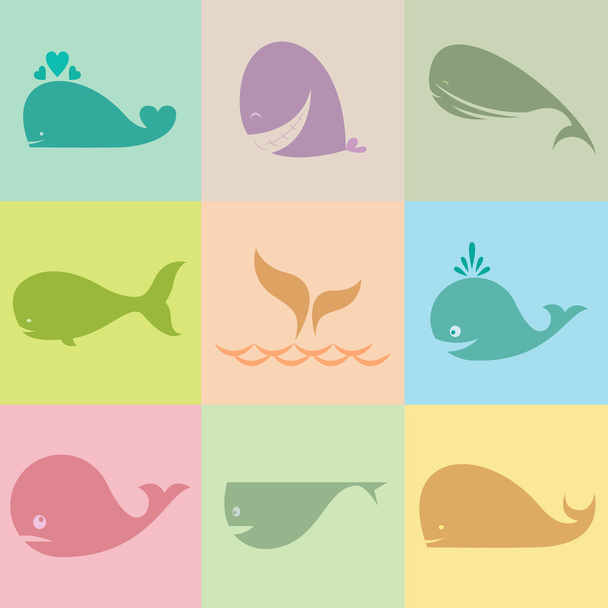 Set of vector whale icons - Вектор, зображення