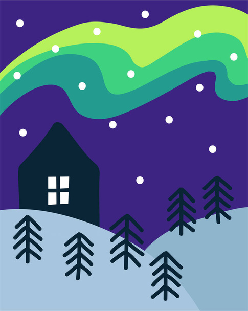 Northern Lights doodle icoon, vector kleur illustratie - Vector, afbeelding