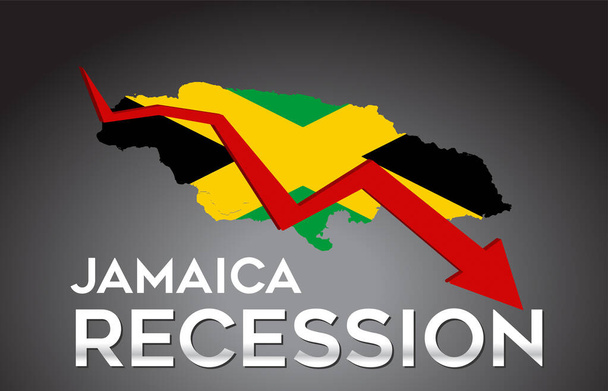 Map of Jamaica Recession Economic Crisis Creative Concept with Economic Crash Arrow Vector Illustration Design. - Vector, Image