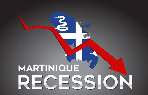 Map of Martinique Recession Economic Crisis Creative Concept with Economic Crash Arrow Vector Illustration Design. - Vector, Image