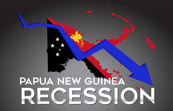 Papua Yeni Gine Kriz Ekonomik Kriz Yaratıcı Konsepti Ekonomik Çöküş Arrow Vektör Çizimi Haritası. - Vektör, Görsel