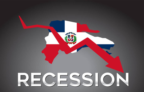 Map of Dominican Republic Recession Economic Crisis Creative Concept with Economic Crash Arrow Vector Illustration Design. - Vector, Image