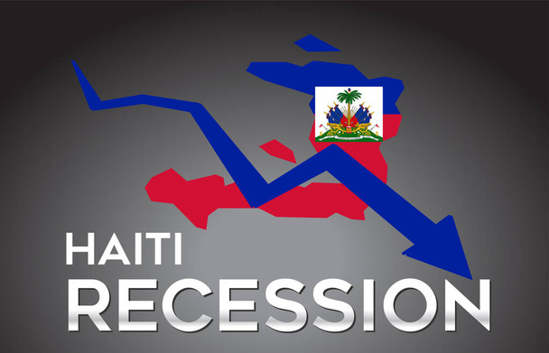Map of Haiti Recession Economic Crisis Creative Concept with Economic Crash Arrow Vector Illustration Design. - Vector, Image