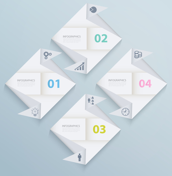 Infographic template with origami paper squares - Wektor, obraz