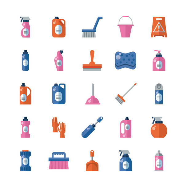 bundle of desinfectants set icons - Vector, Image
