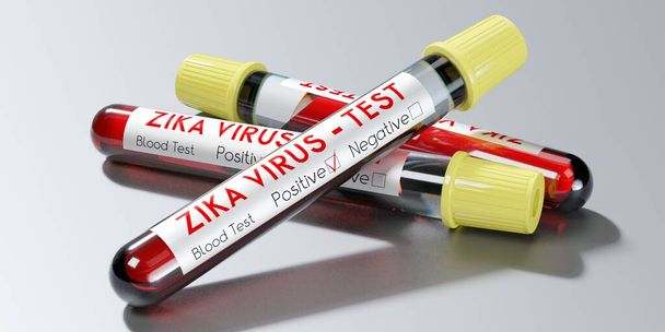 Вірус ЗІКА - пробірки, аналізи крові - 3D ілюстрація
 - Фото, зображення