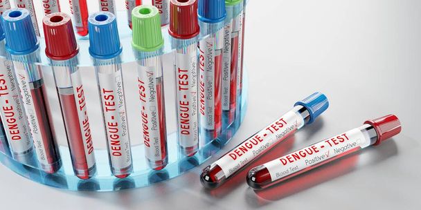 Денге вірус - пробірки, аналізи крові - 3D ілюстрація
 - Фото, зображення