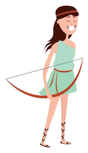 Artemis Goddess, illustration, vector on white background - Вектор, зображення