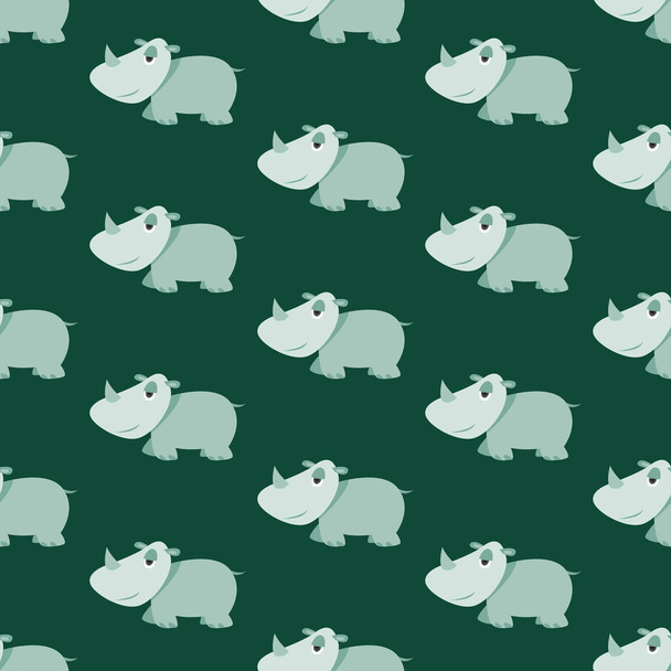 Green rhinoceros pattern, illustration, vector on white background - Vector, Image