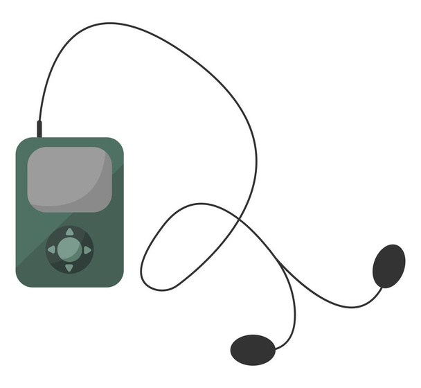 Musikplayer mit Kopfhörer, Illustration, Vektor auf weißem Hintergrund - Vektor, Bild