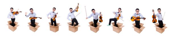 Man playing violin from the box - Photo, Image