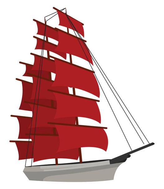 Scarlet Sails, illustration, vector on white background - Vector, Image