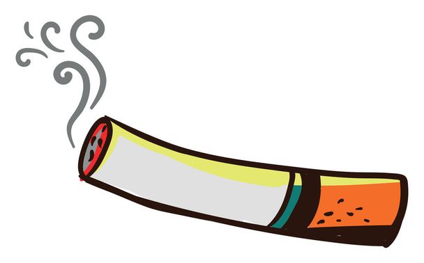 Smoking cigarette, illustration, vector on white background - Vektör, Görsel